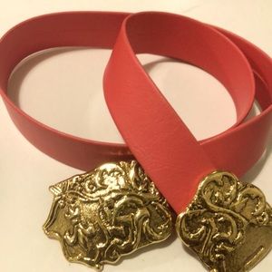 Closet Clear out|🎈Leather Shop / Pink Belt / Gold buckle / M